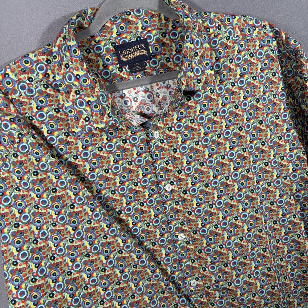 Cremieux Shirt 3XT Multicolor Psychedelic Long Sleeve Cotton Spandex Modern Fit